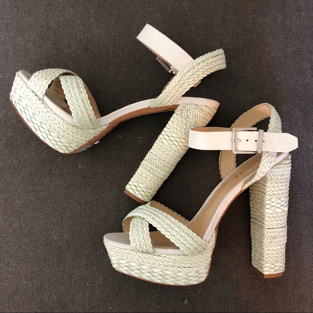 SCHUTZ - Salto Alto White Woven Heels - Sz 9